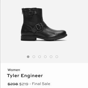 Frye Boots Tyler Engineer Ankle Buckle Leather Black Size 6 NWOT